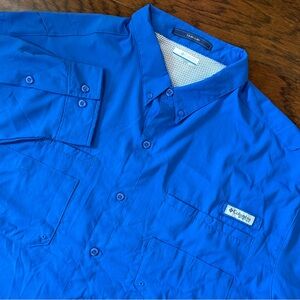 Columbia PFG Shirt Men 3X Blue Long Sleeve Button Up Tamiami Vented Fishing